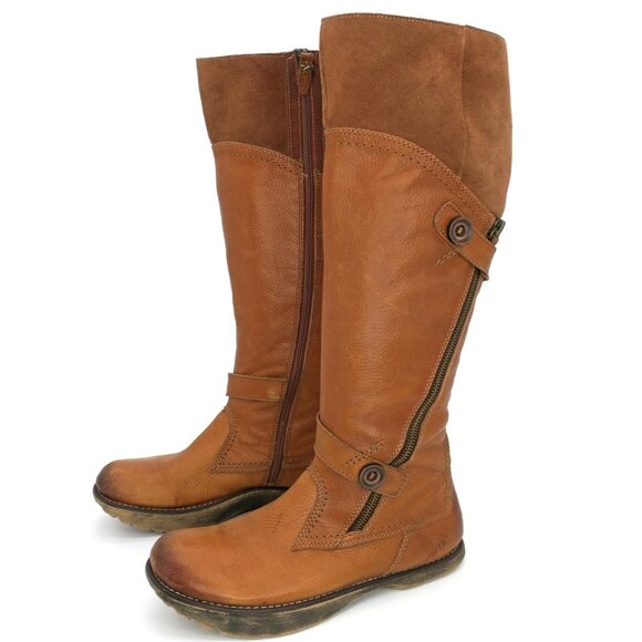 EARTH KALSO Prance Knee-High Brown Women's 6.5 B Tall Riding Boots Negative Heel - Picture 2 of 13